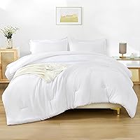 Andency White California King Comforter Set - 7 Pieces Bed in a Bag Cal King Bedding Comforter Sets, Summer Solid Soft Lightweight Comforter with Fitted Sheets, Flat Sheets, Pillowcases & Shams