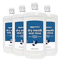 Amazon Basics Dry Mouth Oral Rinse, Alcohol Free, Mint, 1 Liter, 33.8 Fluid Ounces, 4-Pack (Previously Solimo)