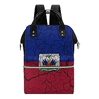 Vintage Haiti Flag Durable Travel Laptop Hiking Backpack Waterproof Fashion Print Bag for Work Park Black-Style