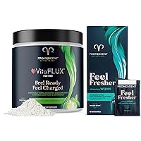 Promescent VitaFLUX Triple Powder Nitric Oxide Supplement for Men + Flushable Wipes for Adults, Personal Cleansing Hygienic Wet Wipes for Men and Feminine Use-Infused with Aloe Vera