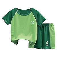 Boys Sports Shorts Sets Tracksuit 2 Piece Basketball Jersey with Sleeves and Shorts Set Soccer Tracksuit Boys Casual