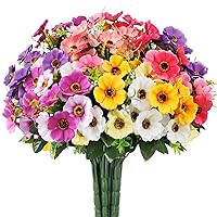 Ouddy Decor 12 Bundles Artificial Flowers for Outdoors, Fake Daisy Flowers with Stems Artificial Plants for Garden Porch Window Box Room Home Decor, Mixed Color