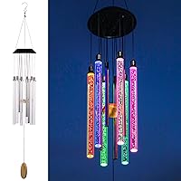 Solar Wind Chimes for Outside, DesGully 6 LED Tubes Color Changing Outdoor Clearance Unique Garden Decor Colorful Patio, Gifts for Her/Him (37