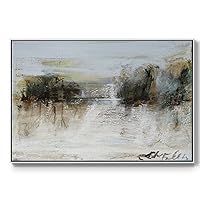 Renditions Gallery Modern Paintings Wall Art Wintery Horizon A Reflection Floater Framed Artwork for Bedroom Office Hotel - 25