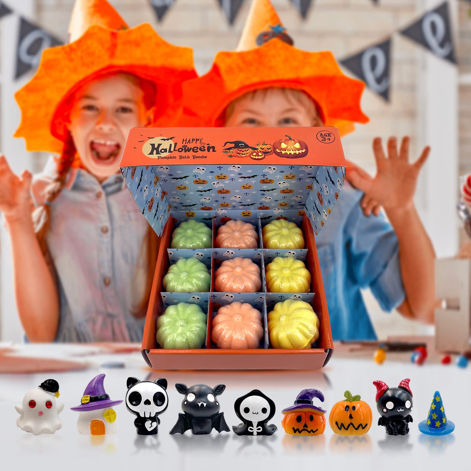 Halloween Bath Bombs with Spooky Toys Inside for Kids, Halloween Party Favors for Kids with Surprise Inside, Hugh Pumpkin Bath Bombs for Kids with Surprise Inside,