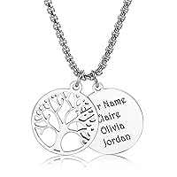 MeMeDIY Personalized Tree of Life Necklaces for Women with Initial/Pictures/Engraving/Names Pendants, Gifts for Mom from Daughter, Gifts for Women/Men/Grandma 18/20/22/24 Inch