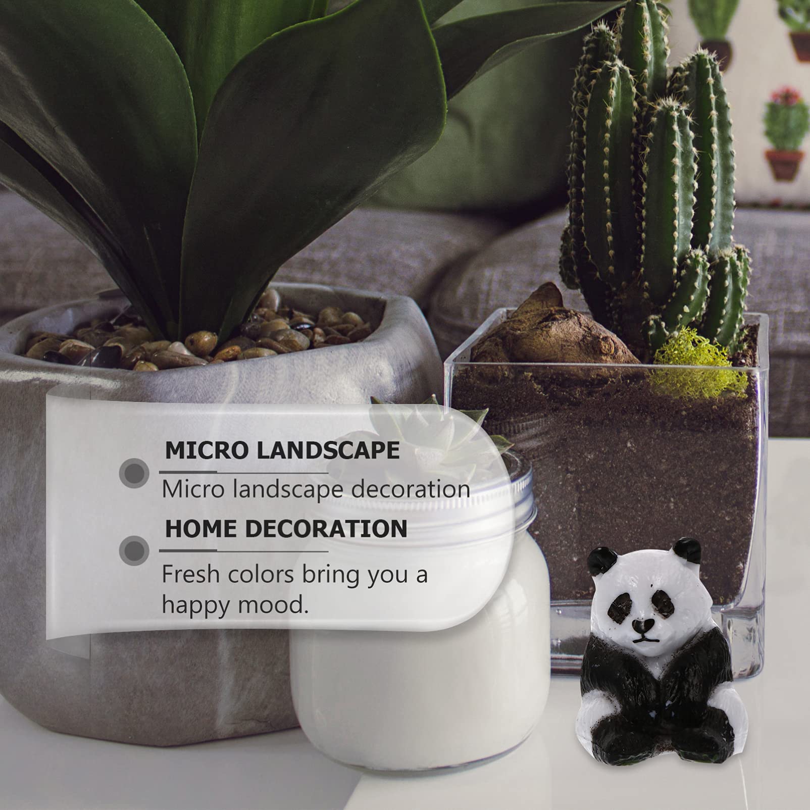 Happyyami 8Pcs Panda Doll Decoration Little Critters Toys Household Decor Jungle Decor Statue Miniature Animal Figurine car Toys Mini House Ornament Bonsai Decoration Mini Animal Adornment