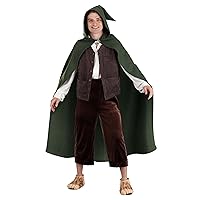 Fun Costumes Lord of the Rings Adult Frodo, Dark Green Frodo Baggins Mens, Cloaked Medieval Halloween Outfit (Large)