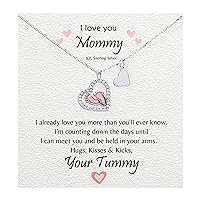 I love you Mommy Gift From Tummy for Mom to Be Necklace 1st Mother's Day Pregnancy Baby Shower Push Present First Time Expecting Mama pregnant wife daughter in law sister