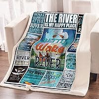 Blue River Blanket Natural Themed Fleece Blankets Photo Collage Soft Lightweight Cozy Plush Warm Throw Blanket Sherpa Blanket for All Season (Queen, 90x90 Inches)