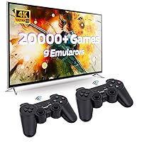 Game, Wireless Retro Stick Game Console, Plug & Play Video TV Game Stick with 20500+ Games Built-in, 64G, 4K HDMI Output, Dual 2.4G Wireless Controllers, Black
