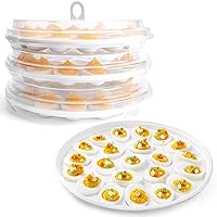 HANSGO 3PCS Deviled Egg Platter, Deviled Egg Carrier With Lid Egg Containers Egg Tray with Lid for Festival Party Favor Home Kitchen Refrigerator Supplies