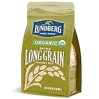 Lundberg Brown Rice, Organic Long Grain Rice - Non-Sticky, Fluffy Whole Grain Rice for Healthy Meals, Vegan Food, Gluten-Free Rice Grown in California, 32 Oz