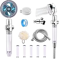 High Pressure Shower Heads with Handheld, Jet Shower Head with 79 Inch Shower Hose, Angle-adjustable Shower head with Turbofan,360°Rotating Propeller Shower Head Nozzle with 5 Filter and Pause Switch