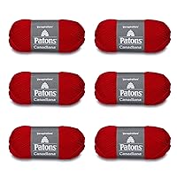 PATONS Canadiana Cardinal Yarn - 6 Pack of 3.5oz/100g - Acrylic - 4 Medium - 205 Yards - Knitting/Crochet