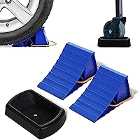 BISupply Wheel Chocks for Cars and Trucks with Wheel Dock - Heavy Duty Wheel Immobilizers and Chocks for Camper or Boat Trailers