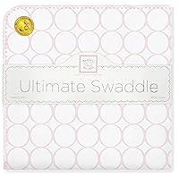 SwaddleDesigns Large Receiving Blanket, Ultimate Swaddle for Baby Boys, Girls, Softest US Cotton Flannel, Best Shower Gift, MADE in USA, Pastel Pink Mod Circles on White, Mom’s Choice Winner
