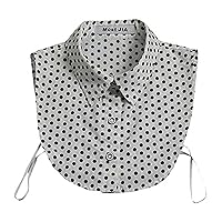 LANGUGU Stylish Detachable Half Shirt Blouse Cotton False Collar Polka Dot Print Fake Collar