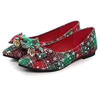 Christmas Shoes Plaid Snowflake Flat Shoes Women's Shallow Ballet Flats Comfortable Slip On Loafers Large Size