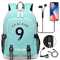 Unisex Erling Haaland Bagpack with USB Charging Port-Lightweight Canvas Bookbag for Travel,Outdoor