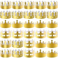 SIQUK 28 Pieces Paper Crowns Golden Party King Crown Paper Birthday Crown Hats Gold Crown for Kids Adults