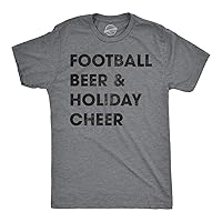 Mens Football Beer and Holiday Cheer Tshirt Funny Thanksgiving Tee