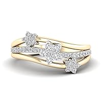 10K Yellow Gold 1/3ct TDW Diamond Three Star Fashion Ring (H-I, I2)