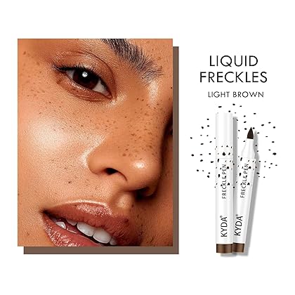 KYDA 2 Colors Freckle Pen,Natural Lifelike Freckle Makeup Pen Magic Freckle Color,Waterproof Longlasting Soft Dot Sopt Pen,for Natural Effortless Sunkissed Makeup-Dark Brown&Light Brown