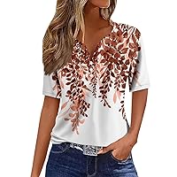 Women's Graphic Tees Fashion Print Tops V-Neck Short Sleeve Blouse Soft Comfy Tee Shirts, S-3XL