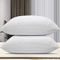 Bed Pillows for Sleeping, Shredded Memory Foam Pillows King Size Set of 2 Pack Adjustable Cooling Pillows for Side and Back Sleeper with Washable Removable Cover.