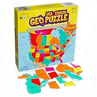 GeoPuzzle USA and Canada — Educational Kid Toys for Boys and Girls, 69 Piece Geography Jigsaw Puzzle, Jumbo Size Kids Puzzle — Ages 4 and up