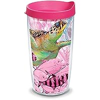 Tervis Guy Harvey Made in USA Double Walled Insulated Tumbler Travel Cup Keeps Drinks Cold & Hot, 16oz - Classic, Breast Cancer Awareness Turtles