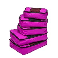 TravelWise Luggage Packing Organization Cubes 5 Pack, Pink, 1 Small, 2 Medium, 2 Large