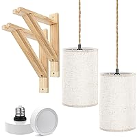 LABOREDUCER Rechargeable Light Bulb with Farmhouse Wall Sconce/Pendant Light, Hemp Rope Hanging Light with Remote