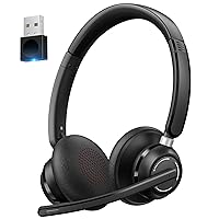 Wireless Headset, 2024 New V5.3 Headset with USB Dongle, Computer Headphones QCC3034 AI Noise Cancelling Microphone & Mic Mute, 30H Worktime for Computer/Laptop/Skype/Zoom/MS Teams