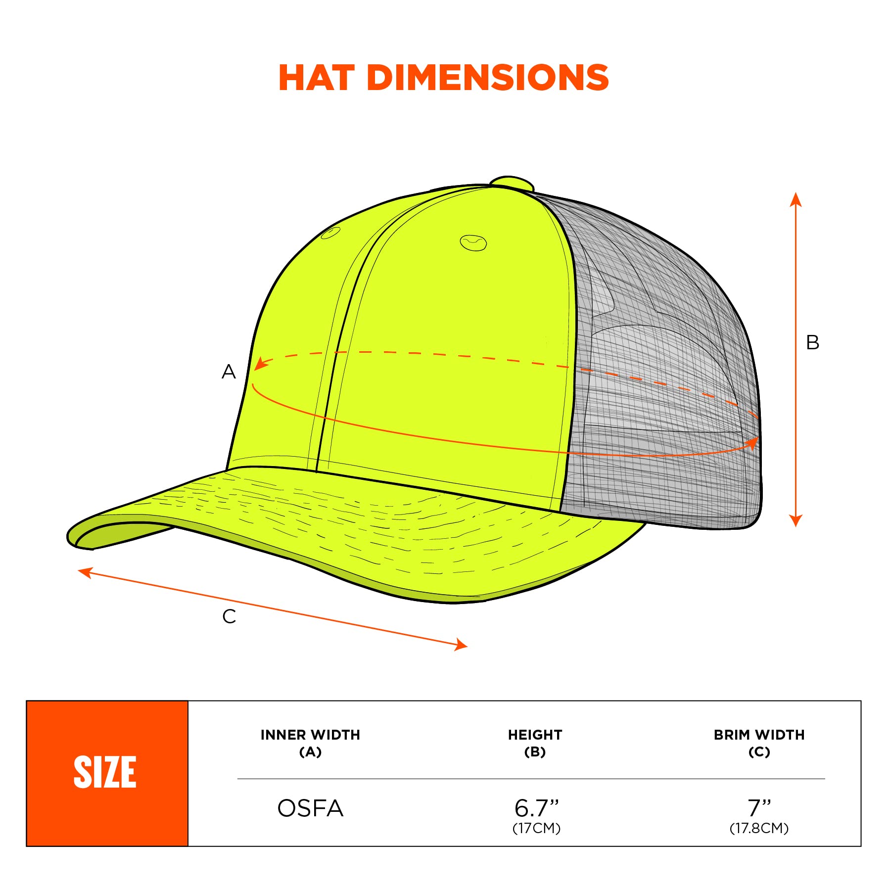 Ergodyne Standard High Visibility Reflective Baseball Cap, Snapback Hat