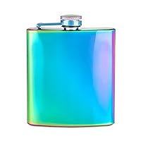 Blush Mirage Iridescent Stainless Steel Flask - Rainbow Iridescent Flasks for Women - 6oz Drinking Flask Set of 1