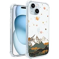 Hi Space Compatible with iPhone 15 Case Mountain Space Star 6.1 inch Case 2023 Nature Starry Night Landscape Clear Case Moon TPU Constellation Cover for iPhone 15 6.1