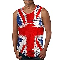 Mens Britain Flag Tank Tops UK United Kingdom Great British Shirt for Men Summer Casual Sleeveless Workout T-Shirts