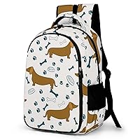 Cartoon Dachshunds Dogs Paw Prints Travel Laptop Backpack Durable Computer Bag Casual Daypack Work Backpack for Women & Men