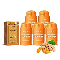 Turmeric Clay Stick Mask, with Turmeric Extract, Blackheads Acne Remover, Turmeric Clay Mud Mask for Glowing Skin, Refining Pores and Controlling Oil, for Blackhead Cleansing Deep (Pack of 5)