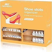 Neprock Shoe Slots Organizer, Adjustable Shoe Rack Stacker Storage Space Saver, Double Deck Shoe Rack Holder for Closet Organization (20-Pack)(White)