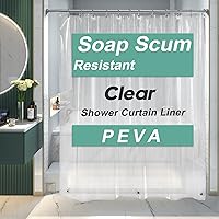 AmazerBath Shower Curtain Liner, 72x72 Clear Shower Curtain Liner, Waterproof Plastic Shower Liner, Cute Lightweight PEVA Shower Curtain for Bathroom with 3 Magnets and 12 Rustproof Metal Grommets