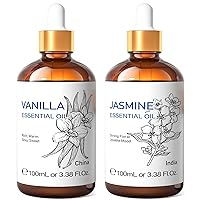HIQILI Vanilla Essential Oil and Jasmine Essential Oil, 100% Pure Natural for Diffuser - 3.38 Fl Oz