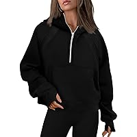 Women's 2023 Sweatshirts Half Zip Cropped Pullover Fleece Quarter Zipper Hoodies Fall Outfits Clothes Thumb Hole
