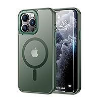 LUHOURI Enhanced Magnetic for iPhone 13 Pro Max Case with Screen Protector - Wireless Charging Compatible, 21ft Military-Grade Drop Tested, Slim Fit Shockproof Translucent Matte Cover - Pine Green