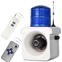 0.31mile Remote Control Alarm Siren 120dB Loud Horn Alarm Siren with Blue Strobe Light Adjustable Sound and Tone Security Sirens for Home, Warehouse, Factories AC110-120V