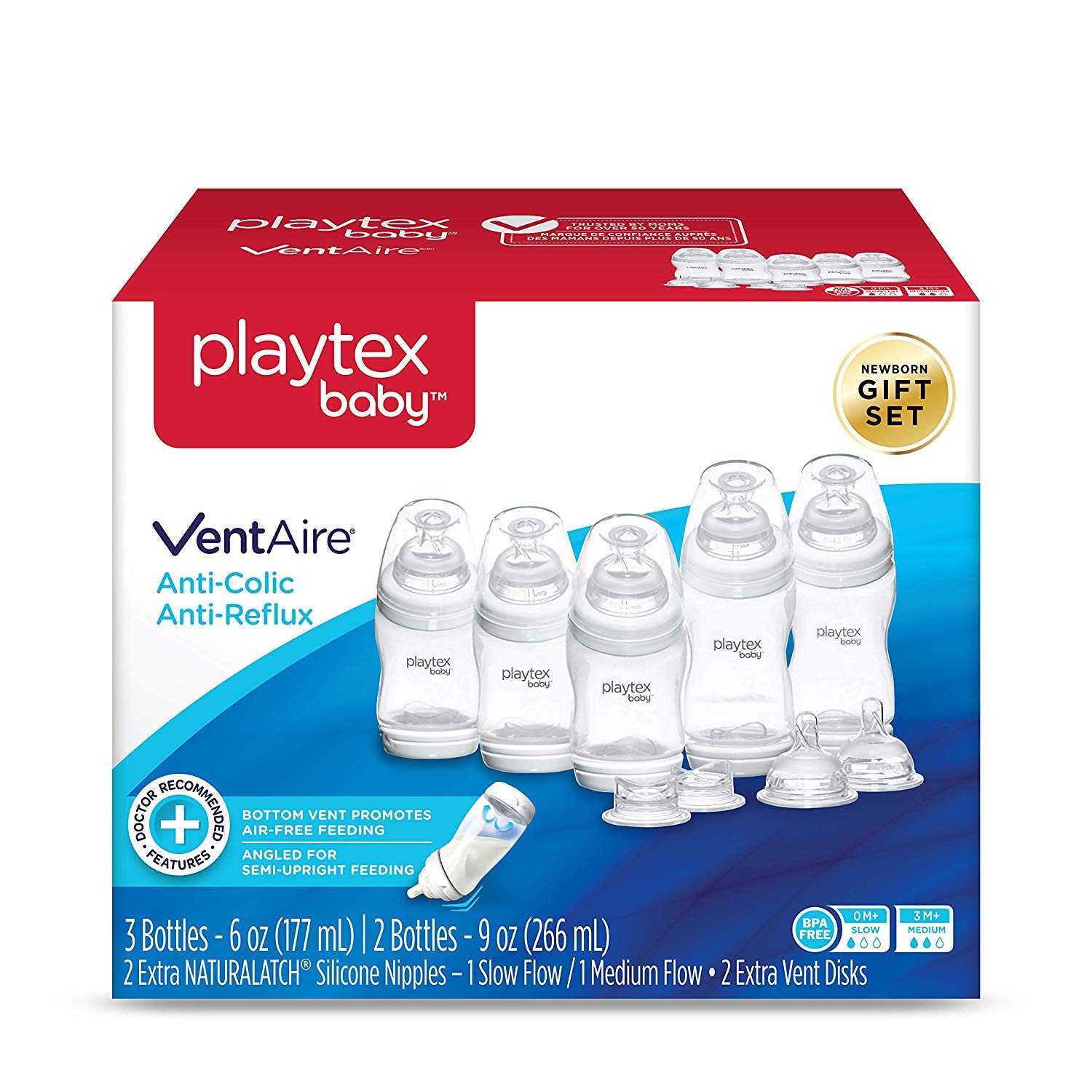 Playtex Baby Ventaire Anti Colic Baby Bottle, BPA Free - Gift Set