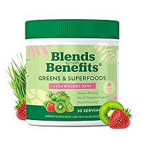360 Nutrition Blends with Benefits Super Greens Powder w/Probiotics, Digestive Enzymes, Sugar & Gluten Free, Plant Based Superfood Drink Mix for Gut Health, Bloating, Immunity, Overall Health, 6.35 oz
