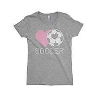 Threadrock Big Girls' Love Heart Soccer Fitted T-Shirt